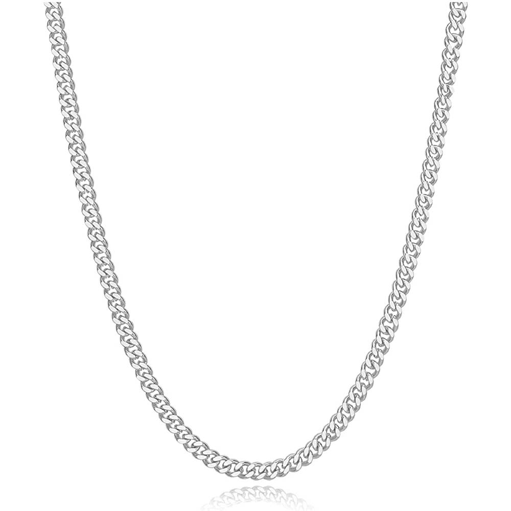 Reoxvo 5mm Mens Chain Necklaces Silver Cuban Link Chain for Mens Thick Stainless Steel Chain Necklaces for Men Gifts for Him/Boyfriend/Husband/Young Men | Multiple Sizes - 18I