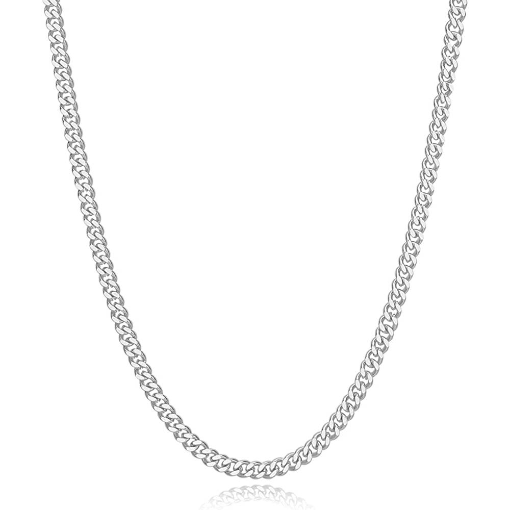 Reoxvo 5mm Mens Chain Necklaces Silver Cuban Link Chain for Mens Thick Stainless Steel Chain Necklaces for Men Gifts for Him/Boyfriend/Husband/Young Men | Multiple Sizes - 20I