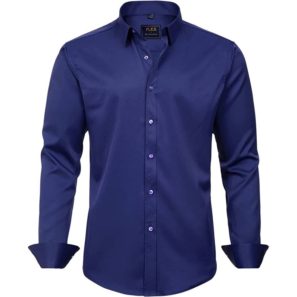 J.Ver Men's Dress Shirts Solid Long Sleeve Stretch Wrinkle-Free Formal Shirt Business Casual Button Down Shirts | Multiple Colors - NBL