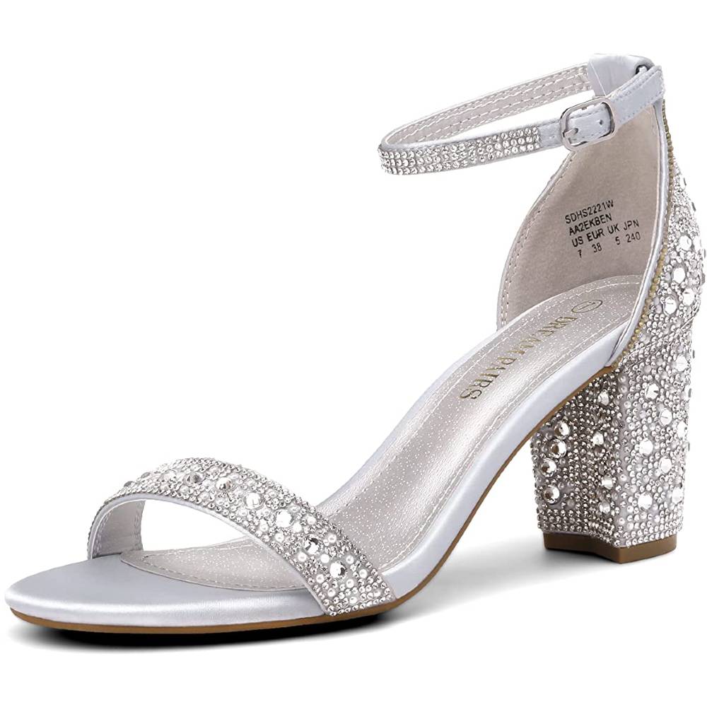 DREAM PAIRS Women's Chunk Low Heel Pump Sandals - SRH