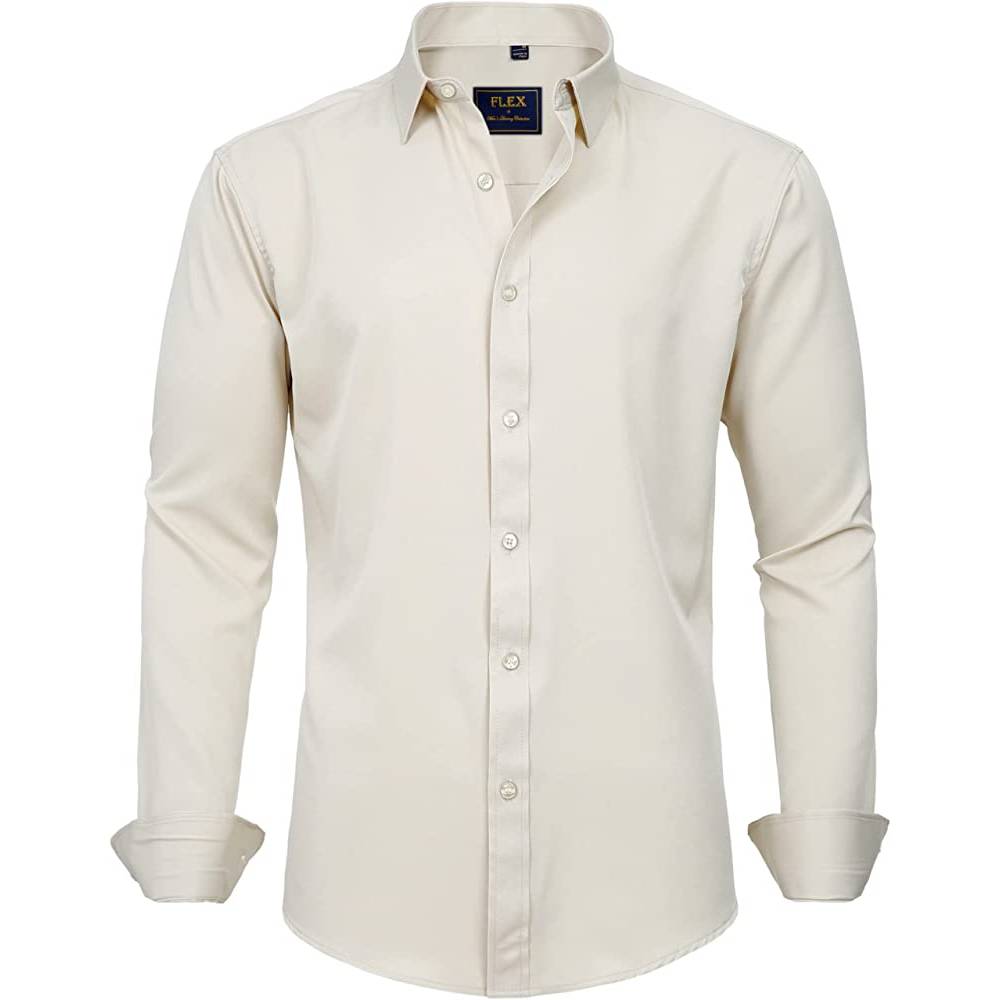 J.Ver Men's Dress Shirts Solid Long Sleeve Stretch Wrinkle-Free Formal Shirt Business Casual Button Down Shirts | Multiple Colors - BEKH
