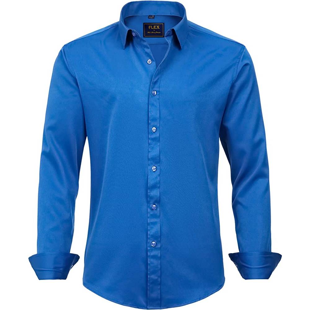 J.Ver Men's Dress Shirts Solid Long Sleeve Stretch Wrinkle-Free Formal Shirt Business Casual Button Down Shirts | Multiple Colors - BLGR