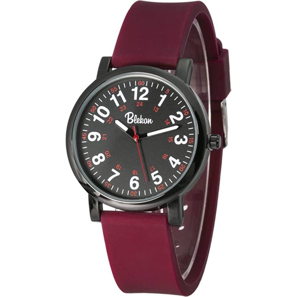 Blekon Original Nurse Watch for Medical Professionals and Students – Various Scrub Colors, Easy Read Dial, Military Time with Second Hand, Silicone Band, 3 ATM Water Resistant - BM