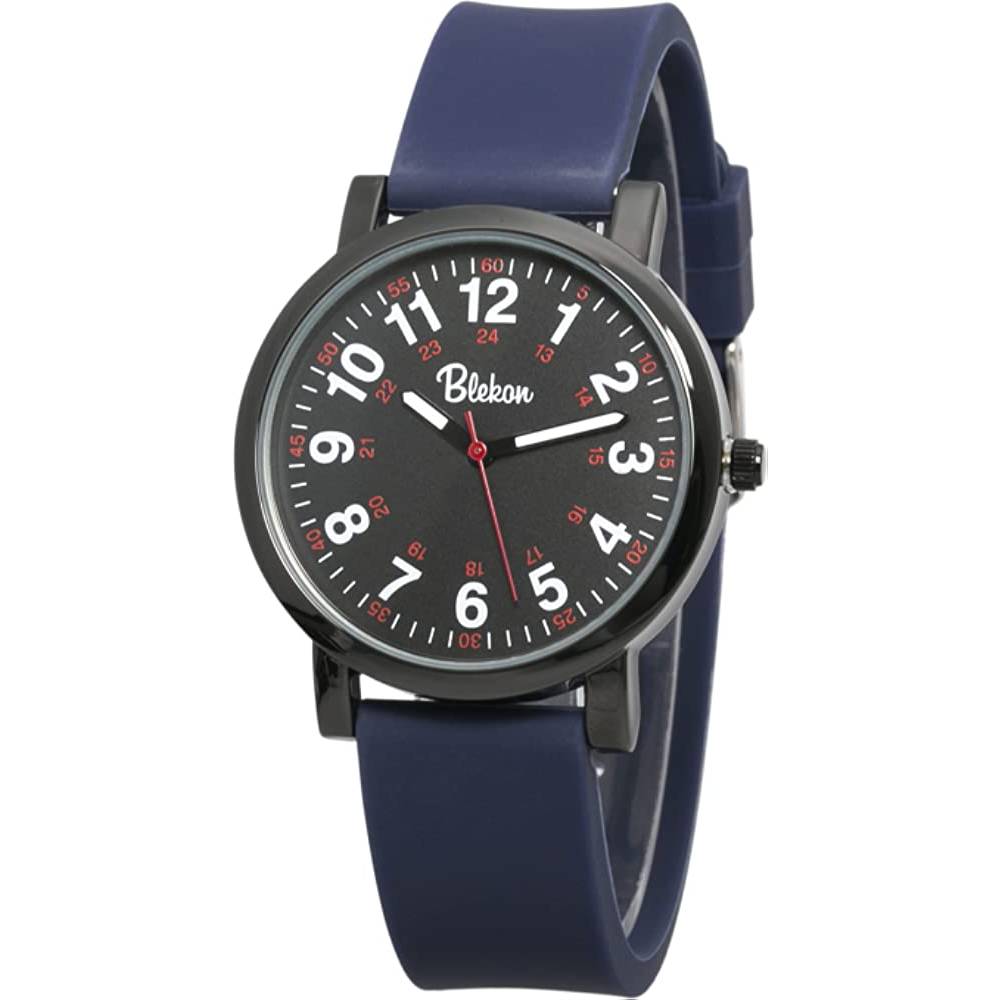 Blekon Original Nurse Watch for Medical Professionals and Students – Various Scrub Colors, Easy Read Dial, Military Time with Second Hand, Silicone Band, 3 ATM Water Resistant - BN