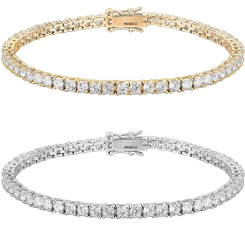 PAVOI 14K Gold Plated 3mm Cubic Zirconia Classic Tennis Bracelet | Gold Bracelets for Women | Size 6.5-7.5 Inch | Multiple Colors and Sizes - WY