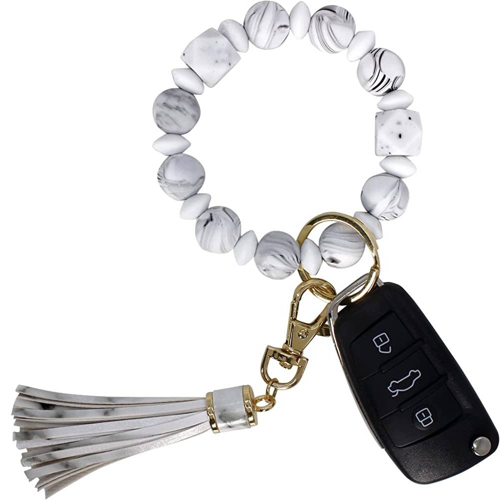 BIHRTC Silicone Key Ring Bracelets Wristlet Keychain Wallet with Net Chapstick Holder for Women | Multiple Colors - WIPA