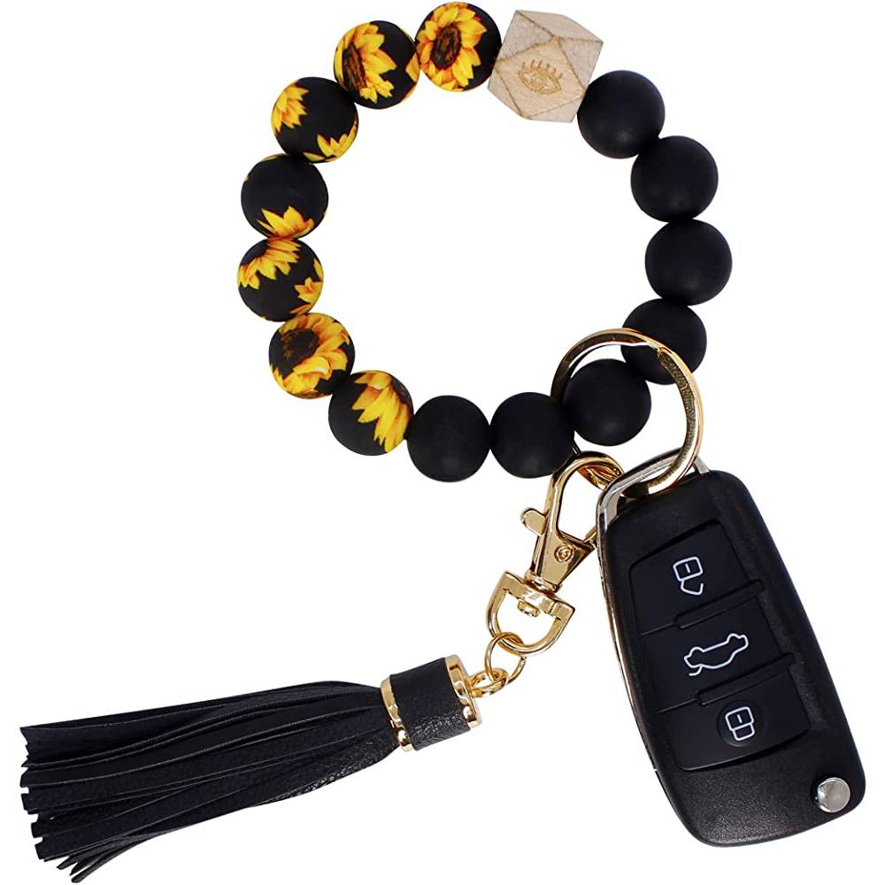BIHRTC Silicone Key Ring Bracelets Wristlet Keychain Wallet with Net Chapstick Holder for Women | Multiple Colors - SUF