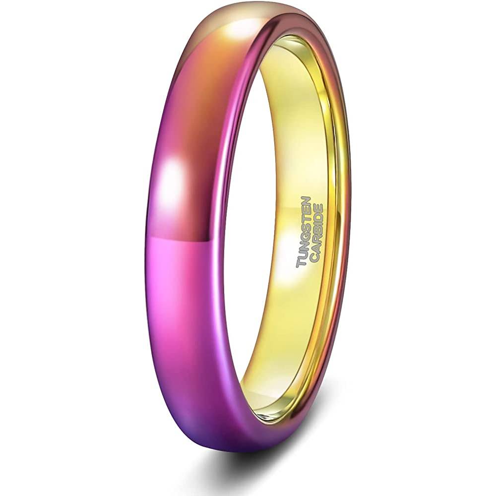 TRUMIUM 2mm 4mm 6mm 8mm Tungsten Wedding Band Ring for Men Women Gold/Rose Gold/Silver Domed High Polish Comfort Fit 4-15 | Multiple Colors and Sizes - TUR4MM