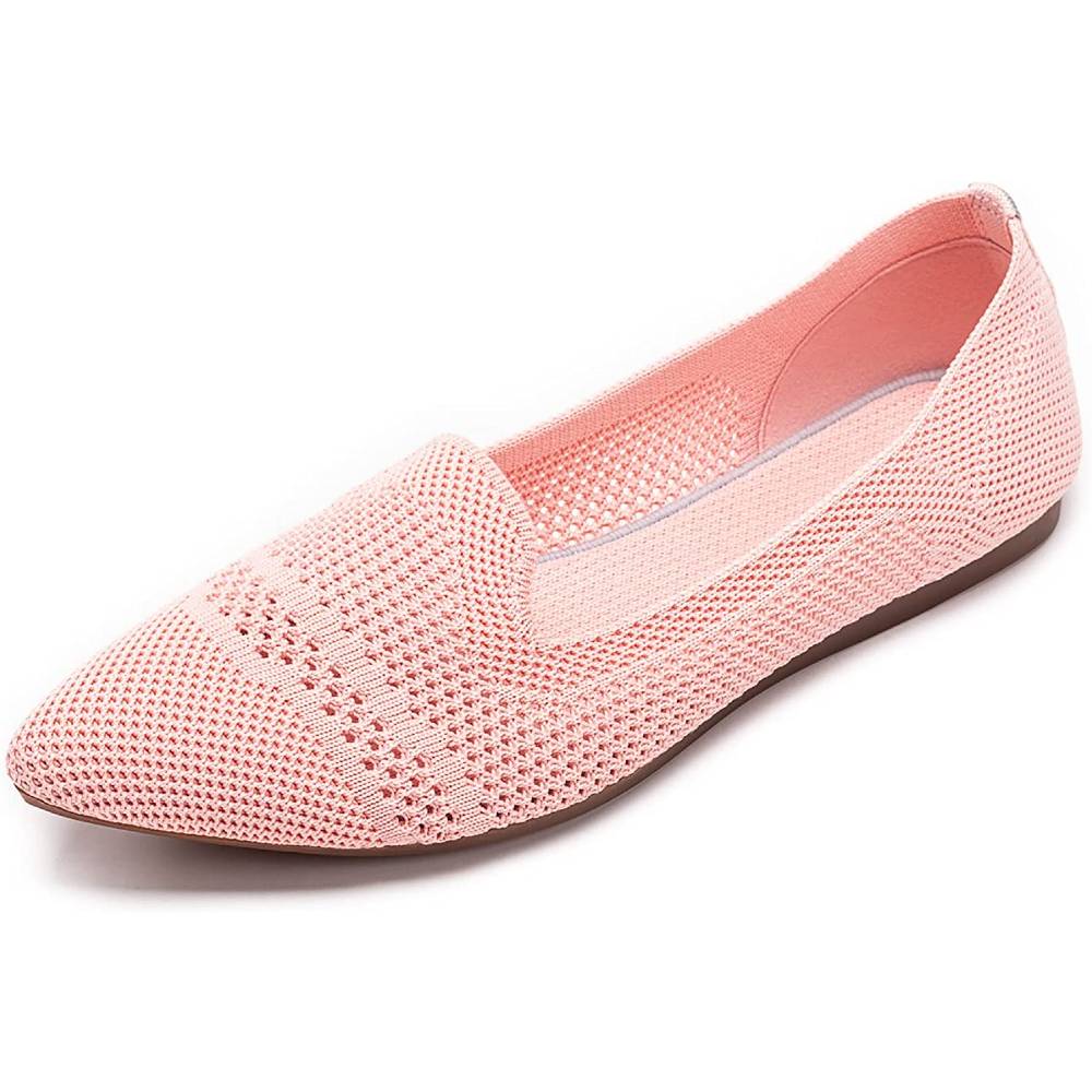 Womens Pointed Toe Ballet Flat Knit Dress Shoes Low Wedge Flat Shoes Comfort Slip On Flats Shoes for Woman Classic Softable Shoes | Multiple Colors and Sizes - PK
