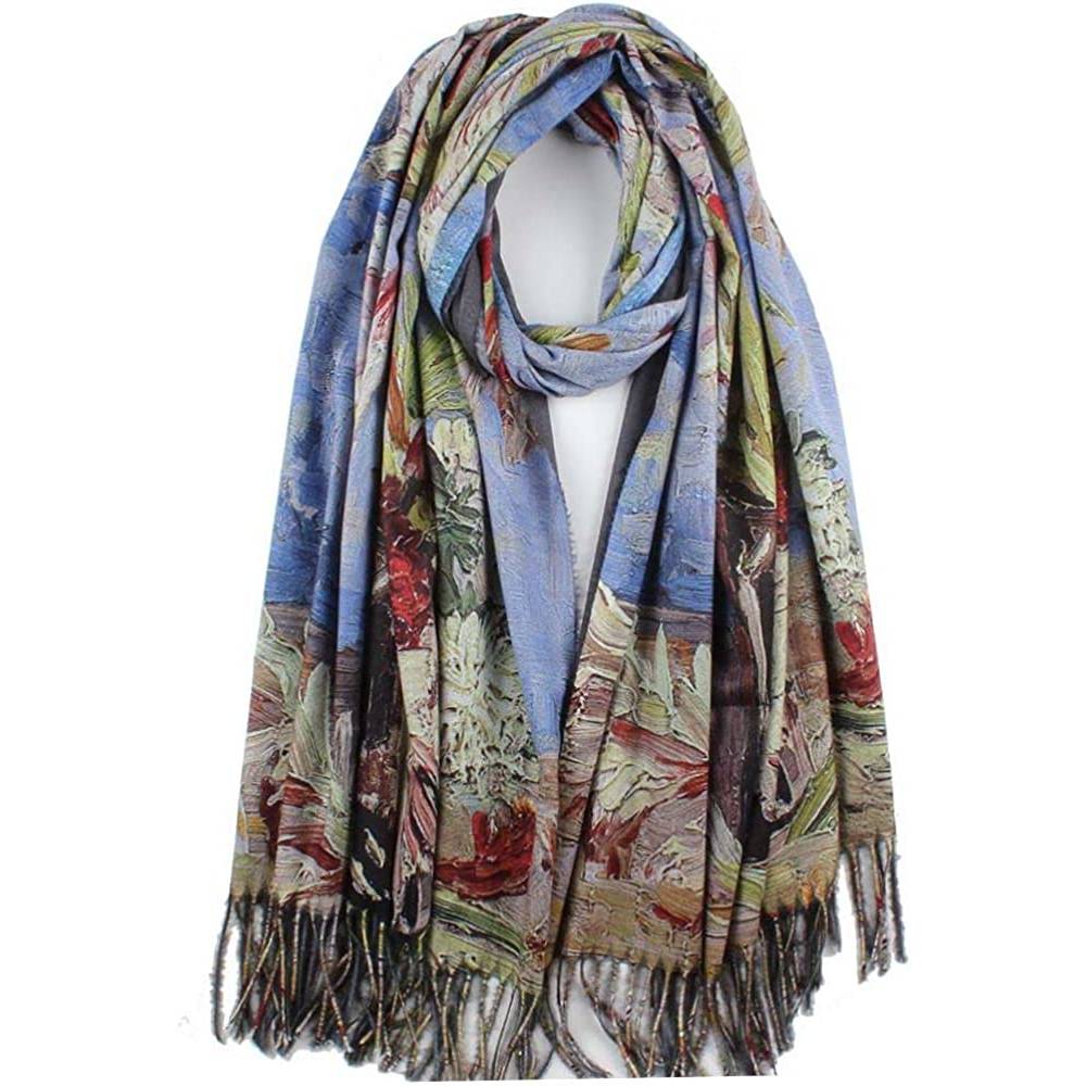 Soft Cashmere Feel Scarf For Women Elegant Art Print Winter Warm Scarves Large Shawl Wrap Monet Klimt Van Gogh Gifts | Multiple Colors - C13