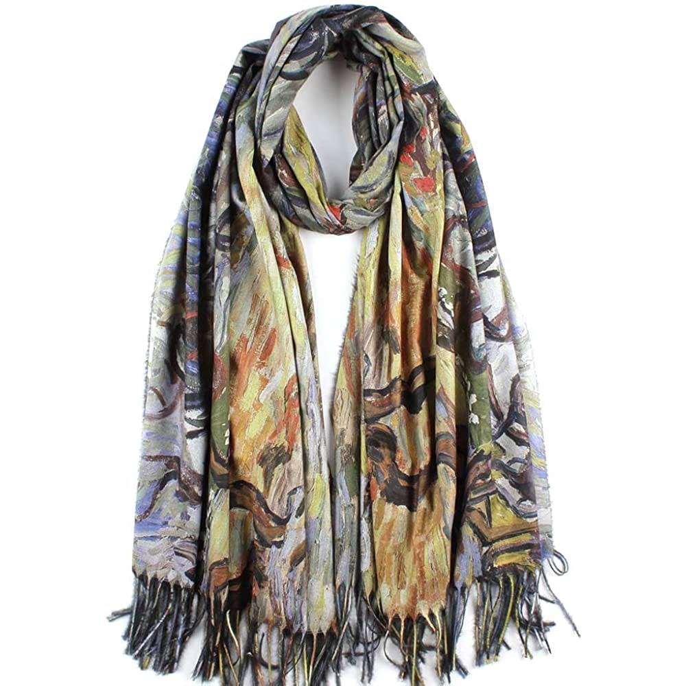 Soft Cashmere Feel Scarf For Women Elegant Art Print Winter Warm Scarves Large Shawl Wrap Monet Klimt Van Gogh Gifts | Multiple Colors - C15
