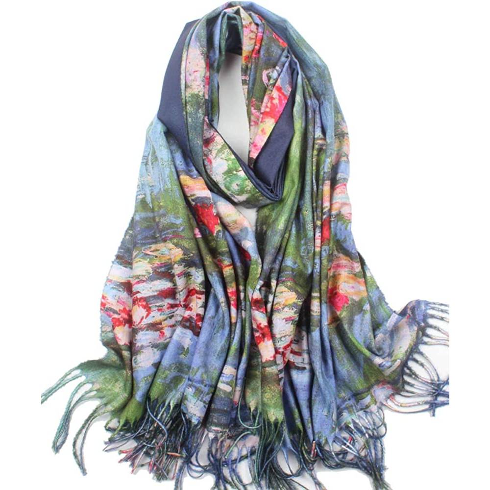 Soft Cashmere Feel Scarf For Women Elegant Art Print Winter Warm Scarves Large Shawl Wrap Monet Klimt Van Gogh Gifts | Multiple Colors - C16