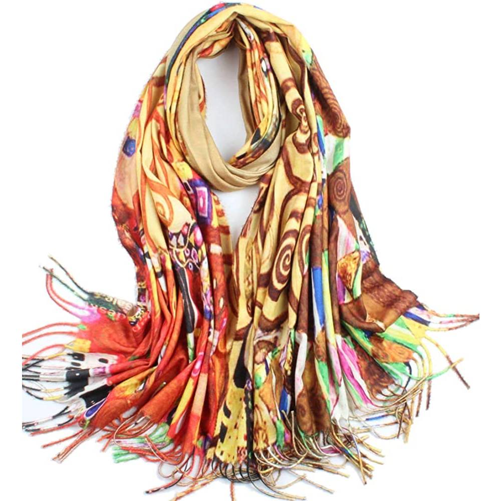 Soft Cashmere Feel Scarf For Women Elegant Art Print Winter Warm Scarves Large Shawl Wrap Monet Klimt Van Gogh Gifts | Multiple Colors - C24