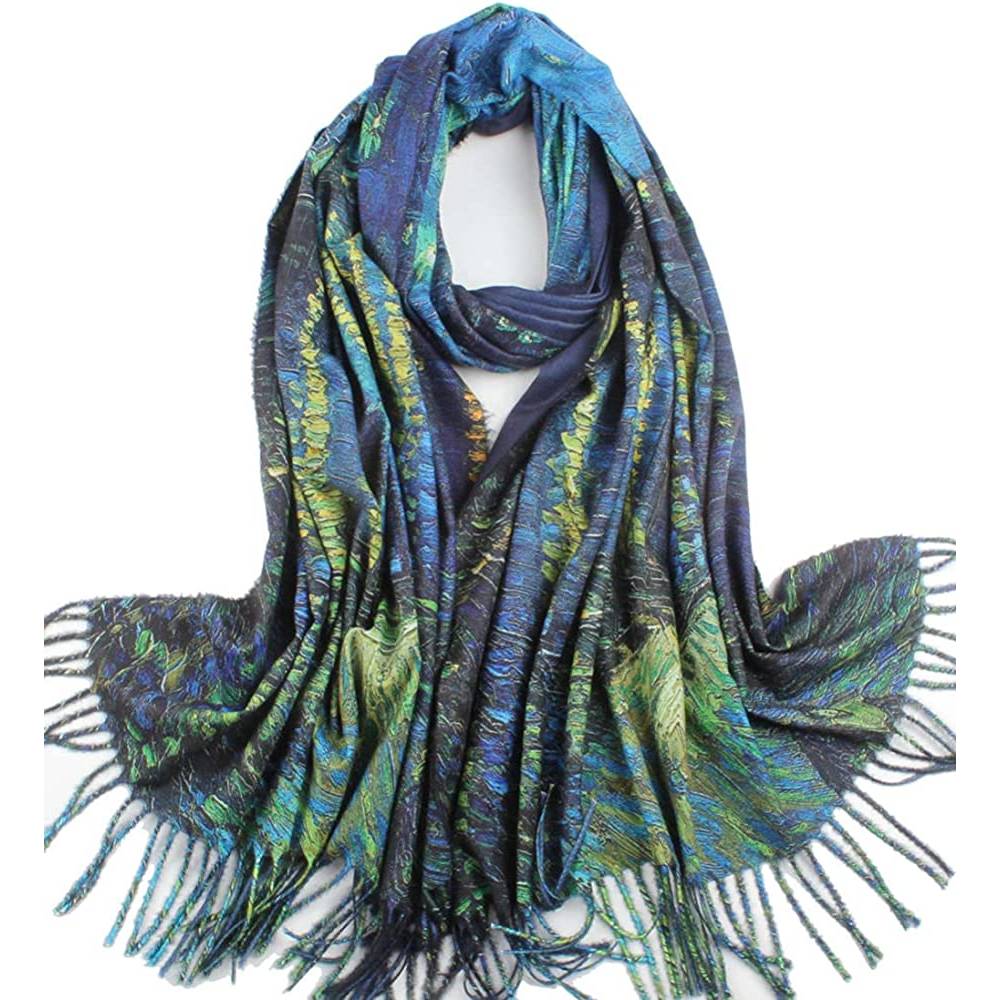 Soft Cashmere Feel Scarf For Women Elegant Art Print Winter Warm Scarves Large Shawl Wrap Monet Klimt Van Gogh Gifts | Multiple Colors - C28