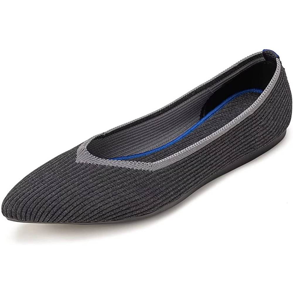 Womens Pointed Toe Ballet Flat Knit Dress Shoes Low Wedge Flat Shoes Comfort Slip On Flats Shoes for Woman Classic Softable Shoes | Multiple Colors and Sizes - LEB