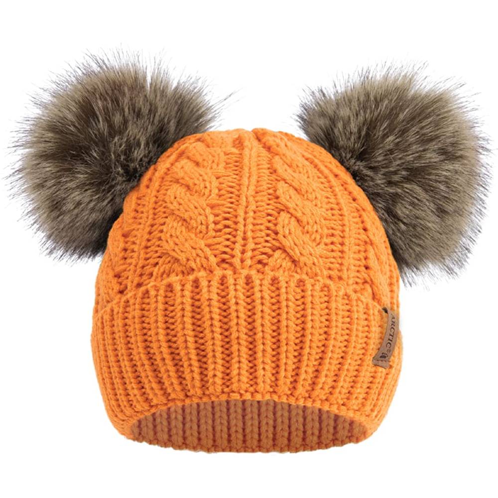 Arctic Paw Pom Pom Beanie Cable Knit Fleece Lined Winter Beanie Women Hat | Multiple Colors - OR