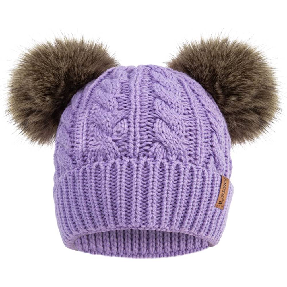 Arctic Paw Pom Pom Beanie Cable Knit Fleece Lined Winter Beanie Women Hat | Multiple Colors - PU