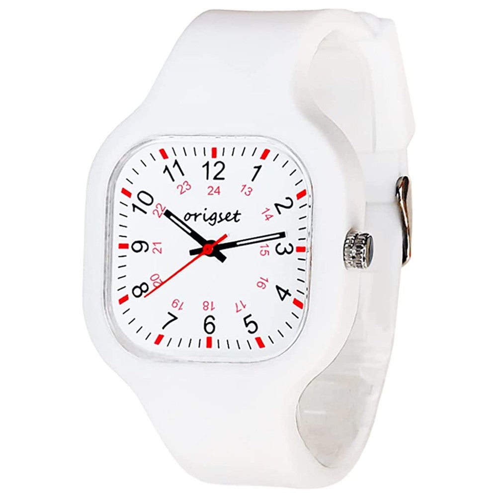 Origset Women Watch Square 24 Hour with 3-Hand Sweeping Easy to Read Time for Nurse Medical Students Teachers Doctors Colorful Water Proof Large Numbers Face and Strap Interchangeable - WH