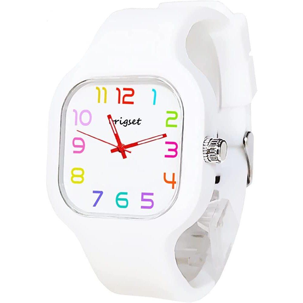 Origset Women Watch Square 24 Hour with 3-Hand Sweeping Easy to Read Time for Nurse Medical Students Teachers Doctors Colorful Water Proof Large Numbers Face and Strap Interchangeable | Multiple Colors and Sizes - CNW