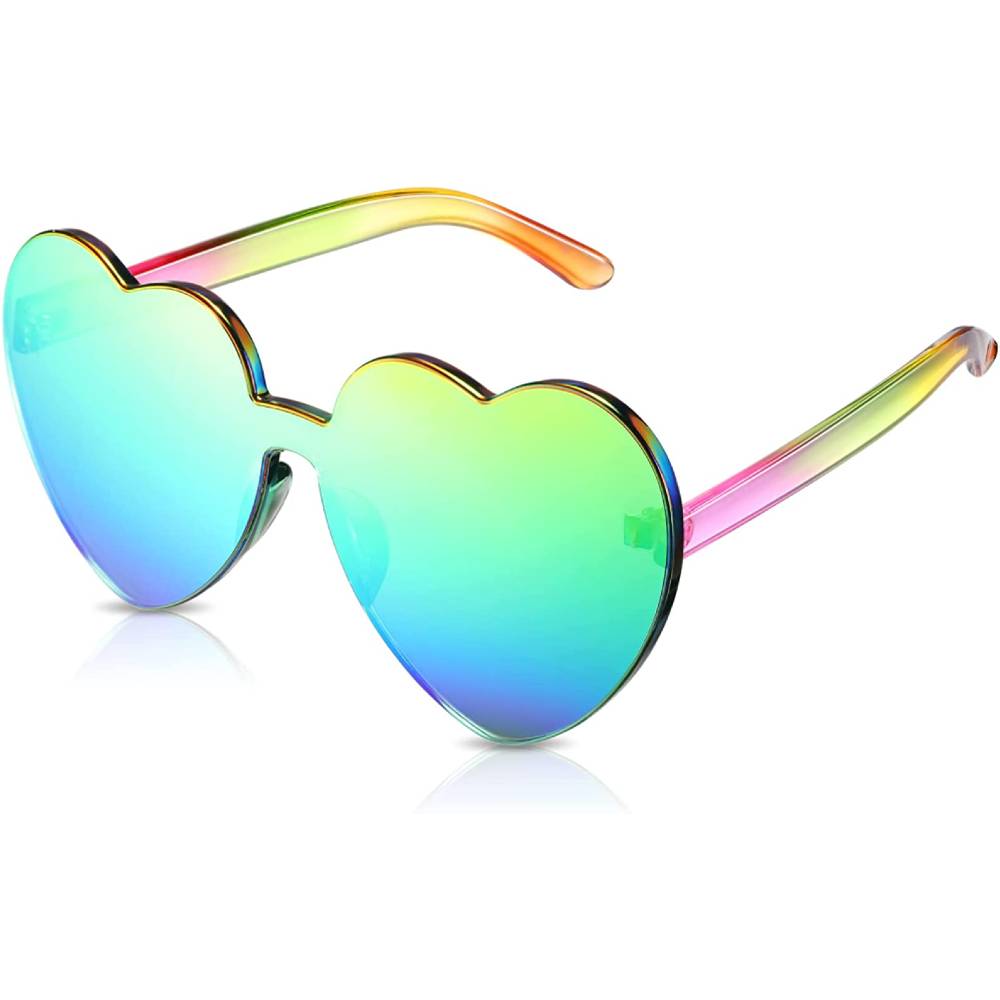 Maxdot Heart Shape Sunglasses Rimless Transparent Heart Glasses Colorful Party Favors | Multiple Colors - HCG