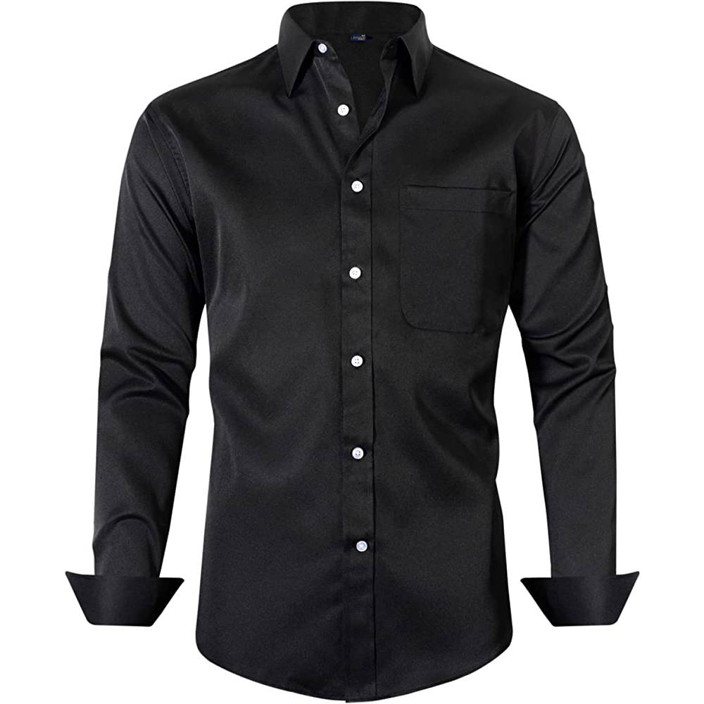 J.Ver Men's Dress Shirts Solid Long Sleeve Stretch Wrinkle-Free Formal Shirt Business Casual Button Down Shirts | Multiple Colors - BSP