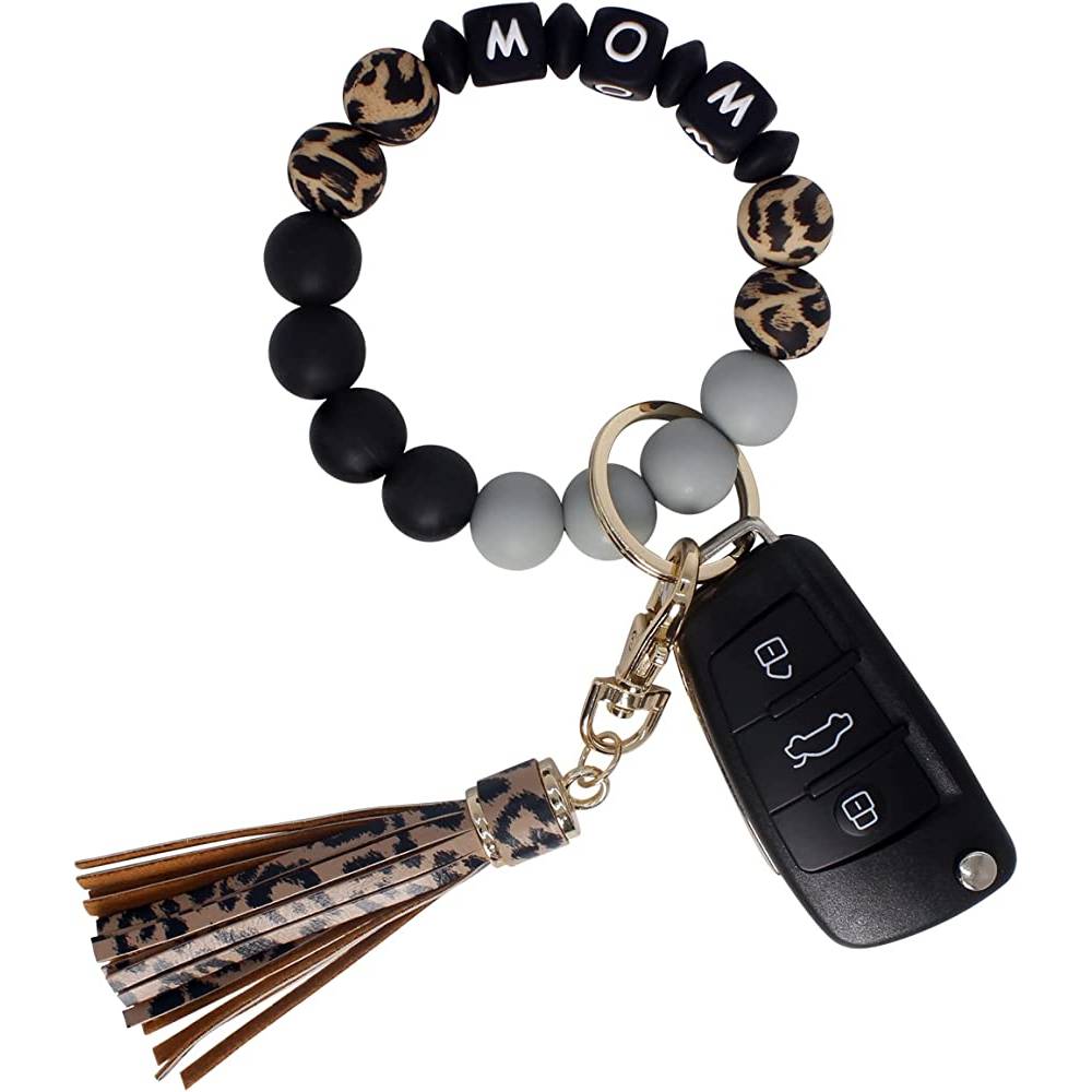 BIHRTC Silicone Key Ring Bracelets Wristlet Keychain Wallet with Net Chapstick Holder for Women | Multiple Colors - MBL