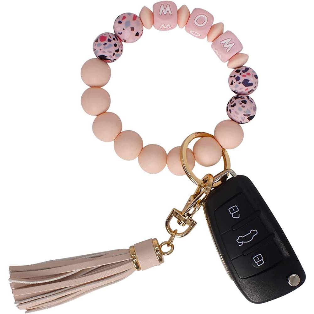 BIHRTC Silicone Key Ring Bracelets Wristlet Keychain Wallet with Net Chapstick Holder for Women | Multiple Colors - LPKC