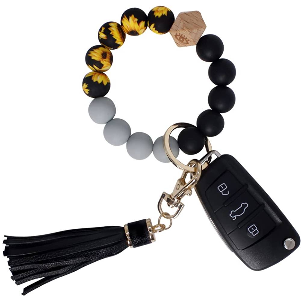 BIHRTC Silicone Key Ring Bracelets Wristlet Keychain Wallet with Net Chapstick Holder for Women | Multiple Colors - BSF