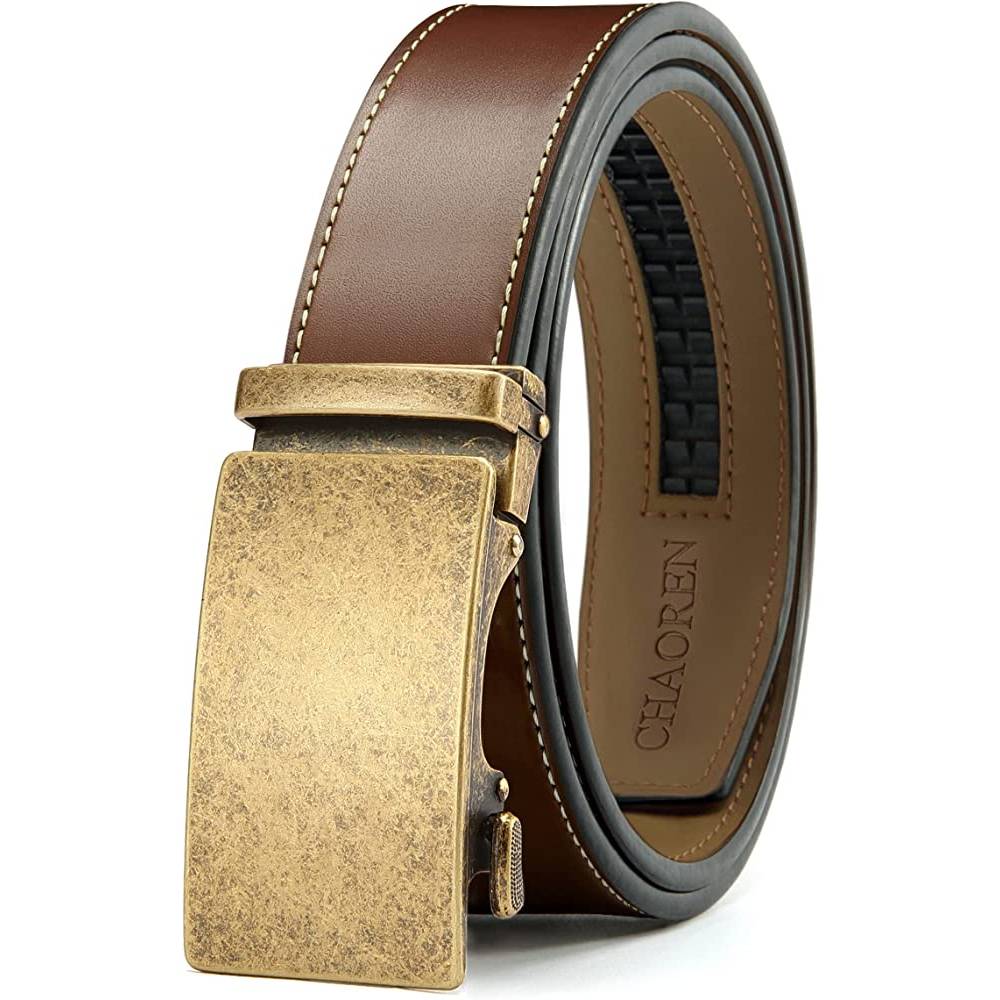 CHAOREN Ratchet Belt for men - Mens Belt Leather 1 3/8" for Casual Jeans - Micro Adjustable Belt Fit Everywhere - GBC