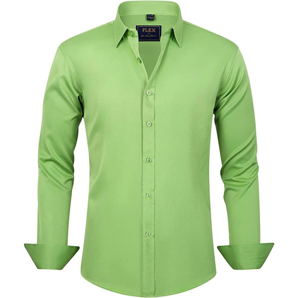 J.Ver Men's Dress Shirts Solid Long Sleeve Stretch Wrinkle-Free Formal Shirt Business Casual Button Down Shirts | Multiple Colors - GG
