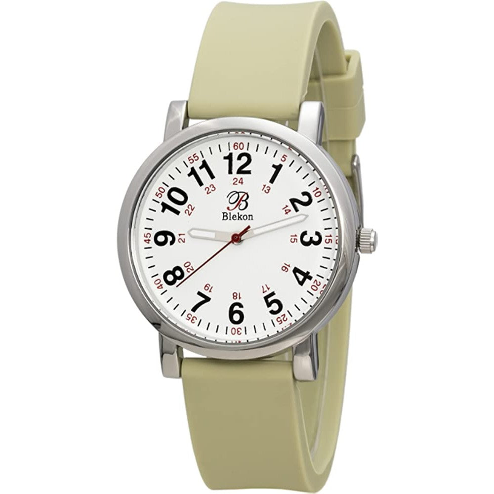Blekon Original Nurse Watch for Medical Professionals and Students – Various Scrub Colors, Easy Read Dial, Military Time with Second Hand, Silicone Band, 3 ATM Water Resistant - SS