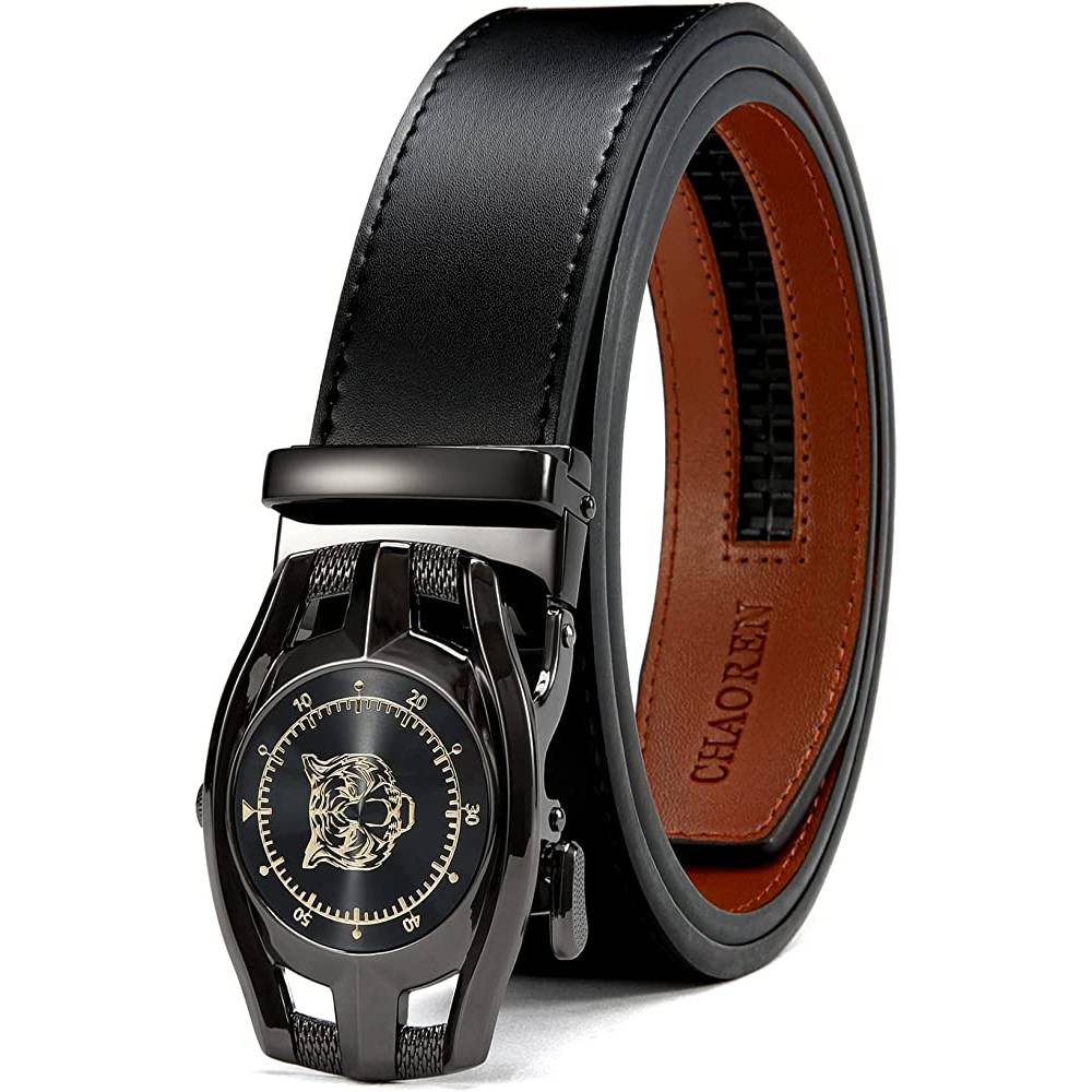 CHAOREN Ratchet Belt for men - Mens Belt Leather 1 3/8" for Casual Jeans - Micro Adjustable Belt Fit Everywhere - WBGT