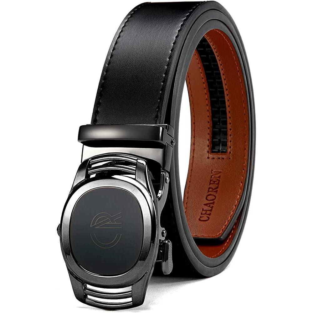 CHAOREN Ratchet Belt for men - Mens Belt Leather 1 3/8" for Casual Jeans - Micro Adjustable Belt Fit Everywhere - WB