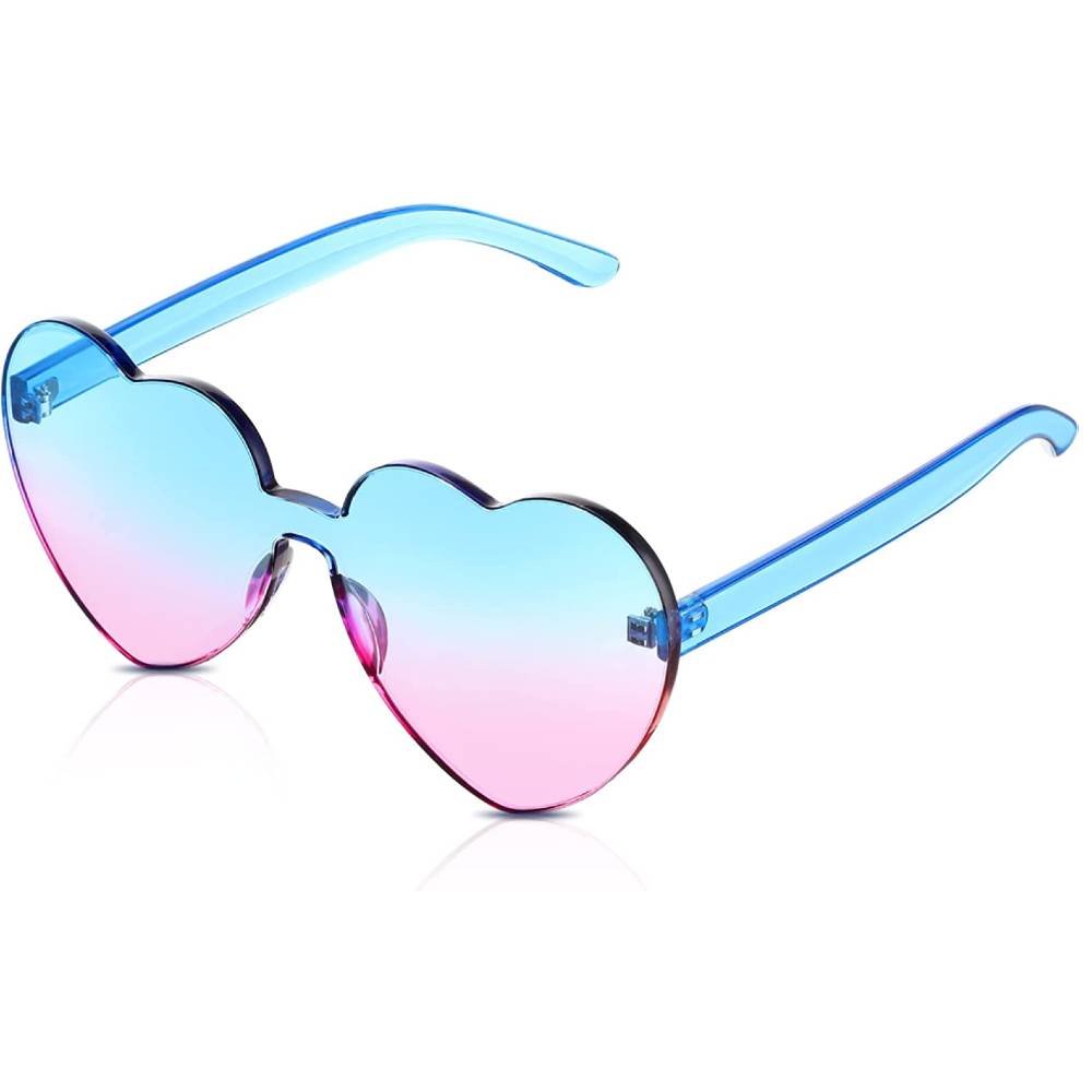 Maxdot Heart Shape Sunglasses Rimless Transparent Heart Glasses Colorful Party Favors | Multiple Colors - BLPK