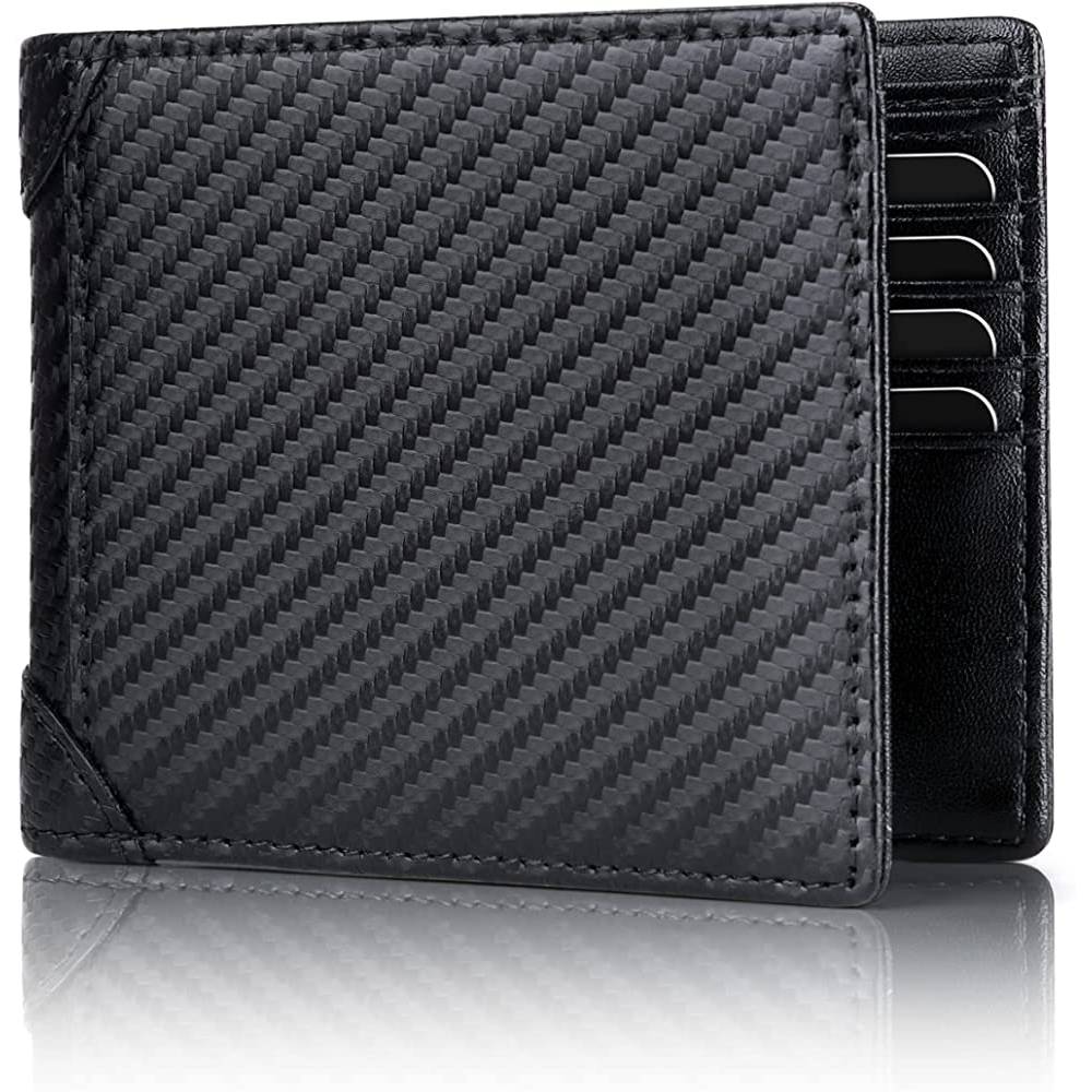 Mens Wallet RFID Genuine Leather Slim Bifold Wallets For Men Removable ID Windows 11 Cards Holders Gift Box | Multiple Colors - BS