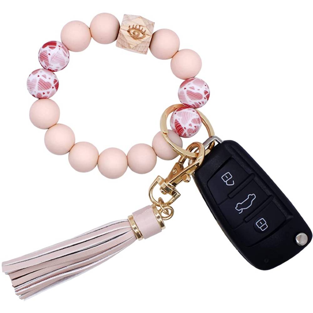 BIHRTC Silicone Key Ring Bracelets Wristlet Keychain Wallet with Net Chapstick Holder for Women | Multiple Colors - PKL