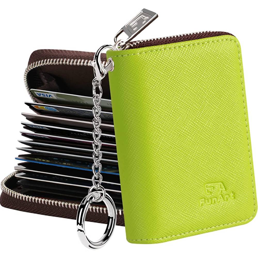 FurArt Credit Card Wallet, Zipper Card Cases Holder for Men Women, RFID Blocking, Keychain Wallet, Compact Size | Multiple Colors - AG