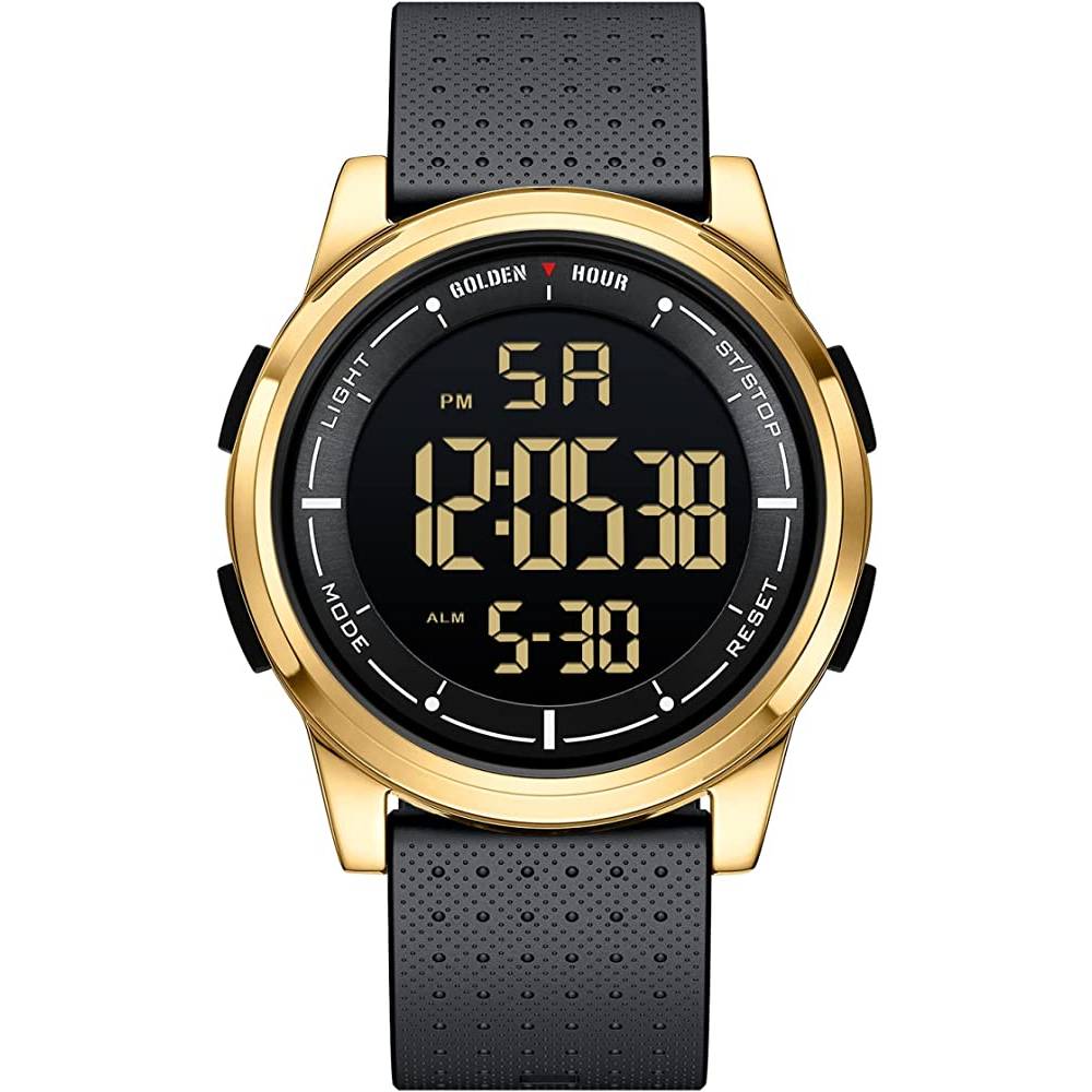 GOLDEN HOUR Ultra-Thin Minimalist Sports Waterproof Digital Watches Men with Wide-Angle Display Rubber Strap Wrist Watch for Men Women | Multiple Colors