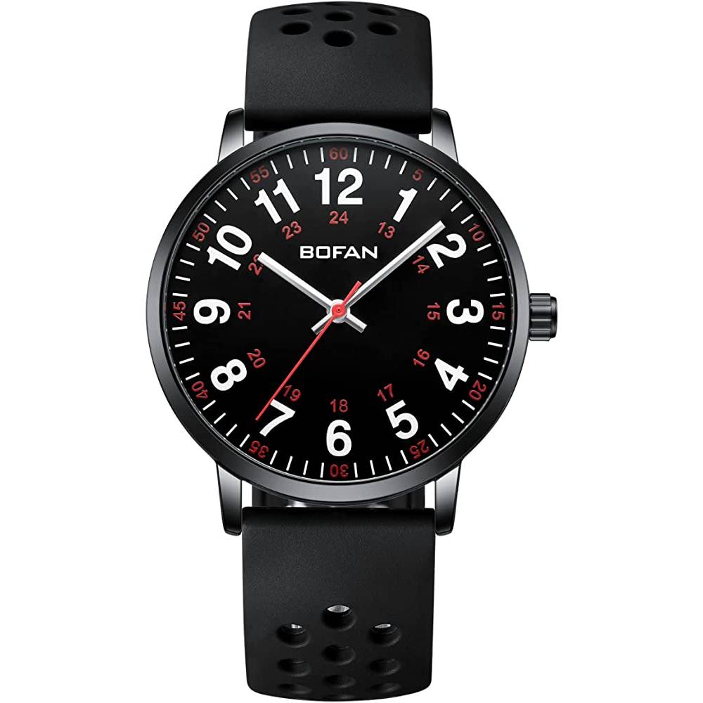 BOFAN Nurse Watch for Nurse,Medical Professionals,Students,Doctors with Various Medical Scrub Colors,Easy to Read Dial,Second Hand and 24 Hour,Soft and Breathable Silicone Band,Water Resistant. - BB