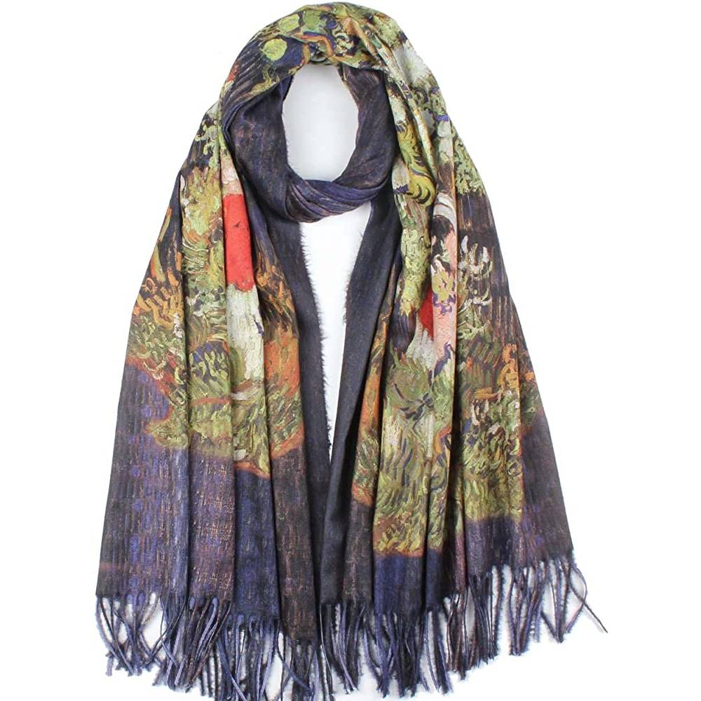 Soft Cashmere Feel Scarf For Women Elegant Art Print Winter Warm Scarves Large Shawl Wrap Monet Klimt Van Gogh Gifts | Multiple Colors - C41
