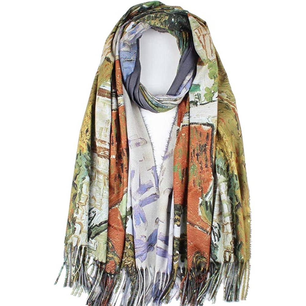 Soft Cashmere Feel Scarf For Women Elegant Art Print Winter Warm Scarves Large Shawl Wrap Monet Klimt Van Gogh Gifts | Multiple Colors - C38