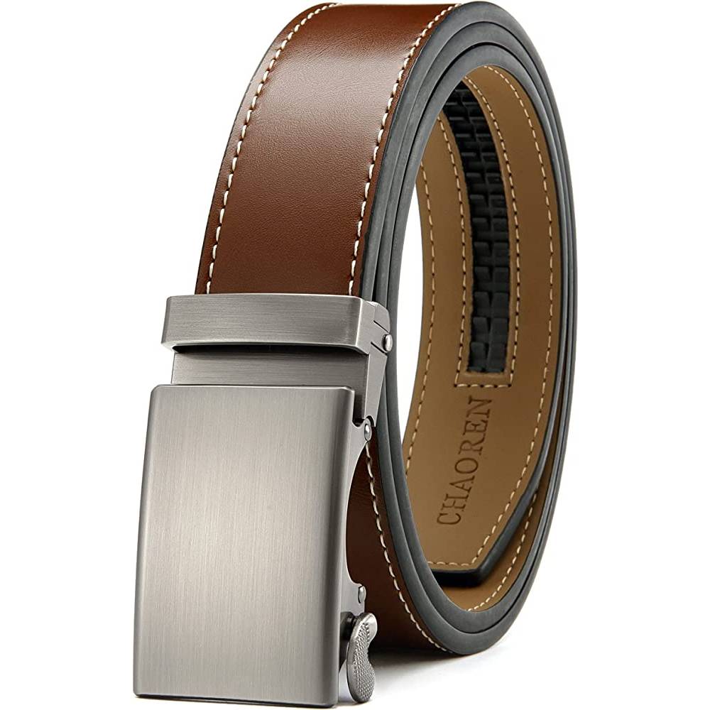 CHAOREN Ratchet Belt for men - Mens Belt Leather 1 3/8" for Casual Jeans - Micro Adjustable Belt Fit Everywhere - MCOBR