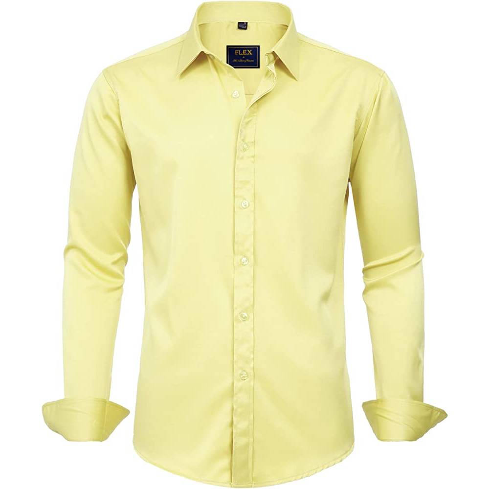 J.Ver Men's Dress Shirts Solid Long Sleeve Stretch Wrinkle-Free Formal Shirt Business Casual Button Down Shirts | Multiple Colors - LYE