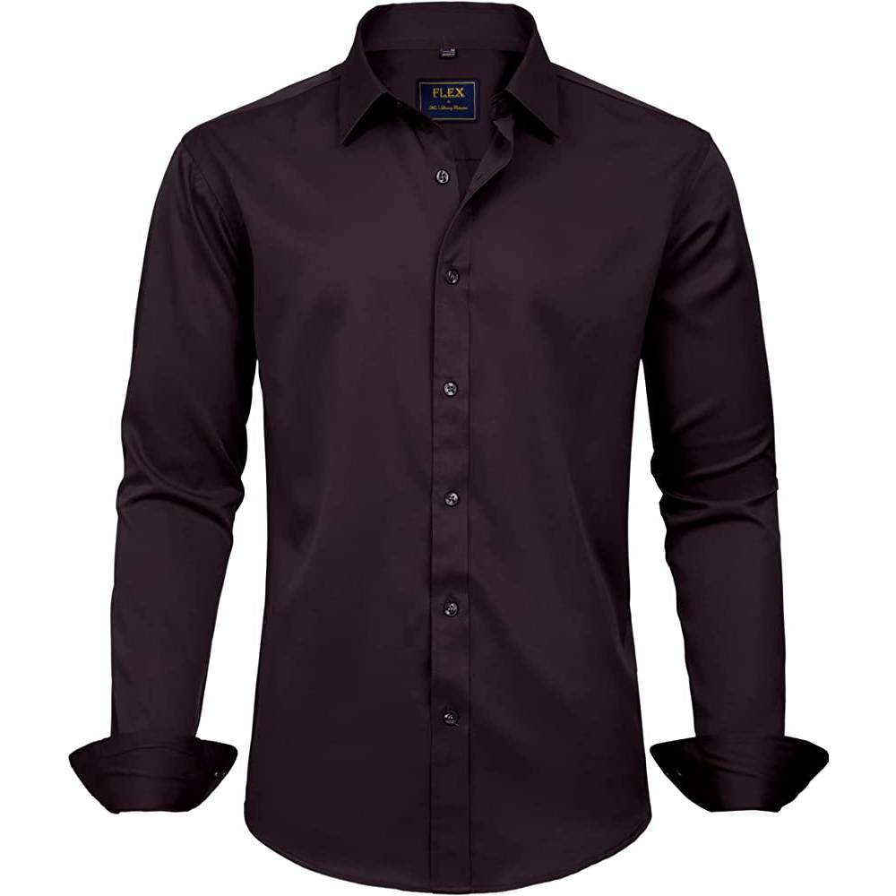 J.Ver Men's Dress Shirts Solid Long Sleeve Stretch Wrinkle-Free Formal Shirt Business Casual Button Down Shirts | Multiple Colors - CO