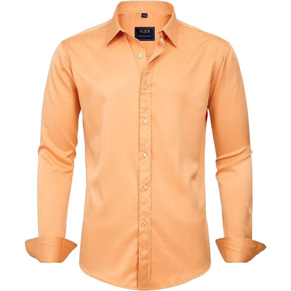 J.Ver Men's Dress Shirts Solid Long Sleeve Stretch Wrinkle-Free Formal Shirt Business Casual Button Down Shirts | Multiple Colors - OR