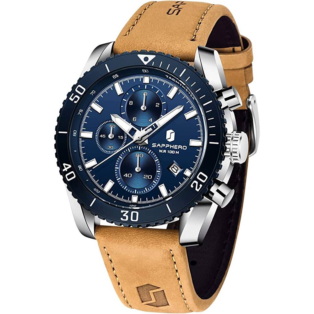Mens Watches BY BENYAR Chronograph Analog Quartz Movement Stylish Sports Designer Wrist Watch 30M Waterproof Elegant Gift Watch for Men | Multiple Colors - SBL