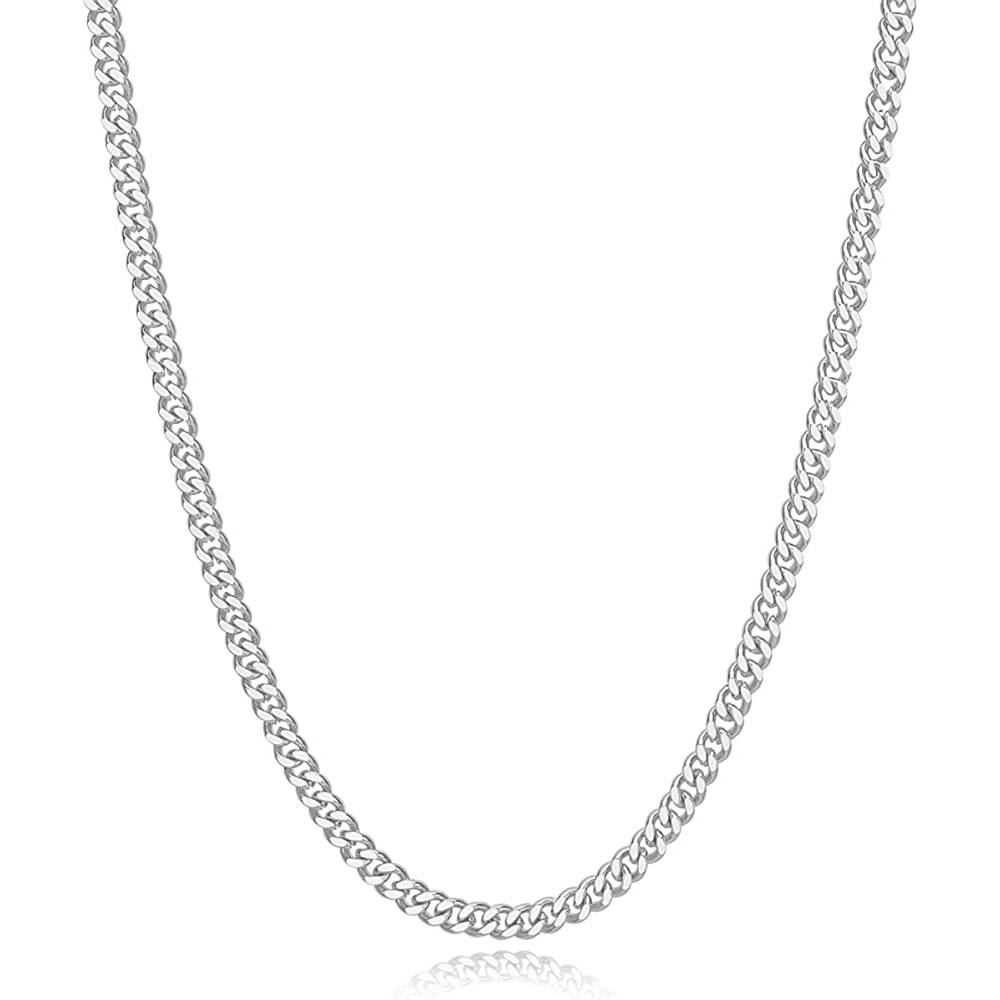 Reoxvo 5mm Mens Chain Necklaces Silver Cuban Link Chain for Mens Thick Stainless Steel Chain Necklaces for Men Gifts for Him/Boyfriend/Husband/Young Men | Multiple Sizes - 30I