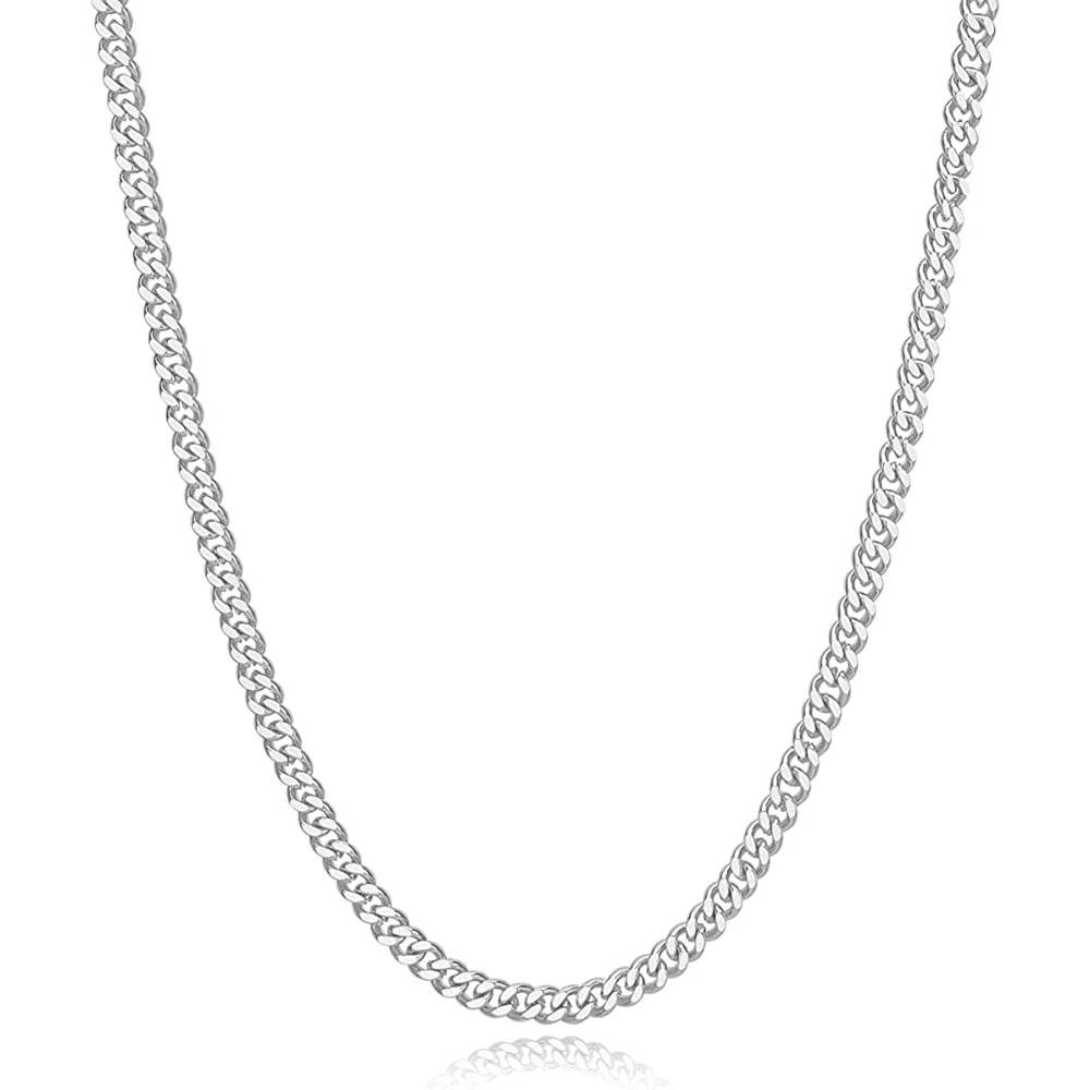 Reoxvo 5mm Mens Chain Necklaces Silver Cuban Link Chain for Mens Thick Stainless Steel Chain Necklaces for Men Gifts for Him/Boyfriend/Husband/Young Men | Multiple Sizes - 30I