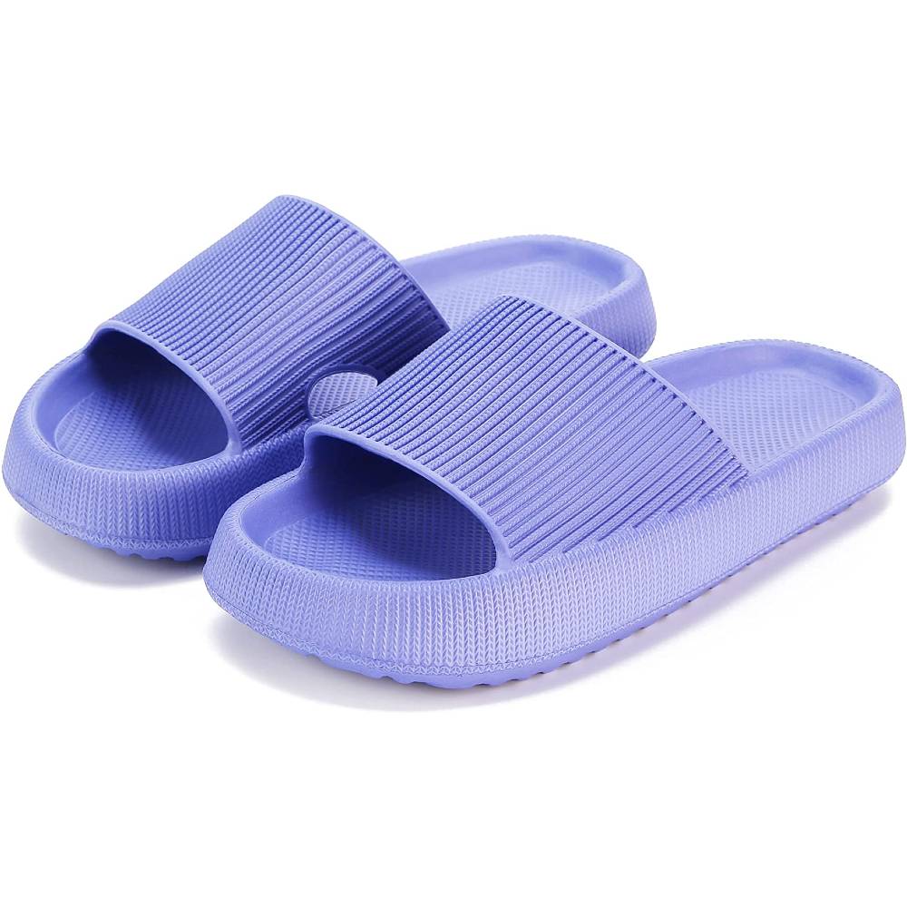 Cloud Slippers for Women and Men, Rosyclo Massage Shower Bathroom Non-Slip Quick Drying Open Toe Super Soft Comfy Thick Sole Home House Cloud Cushion Slide Sandals for Indoor & Outdoor Platform Shoes | Multiple Colors and Sizes - L