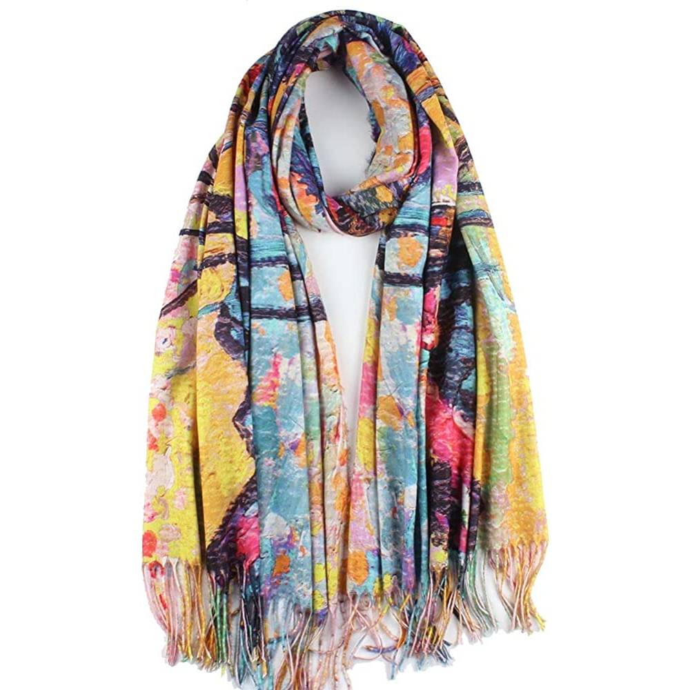 Soft Cashmere Feel Scarf For Women Elegant Art Print Winter Warm Scarves Large Shawl Wrap Monet Klimt Van Gogh Gifts | Multiple Colors - C52